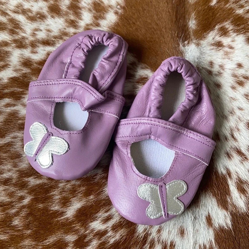 Moccasins Kids Purple with butterfly 🦋 Leather Moccasins
